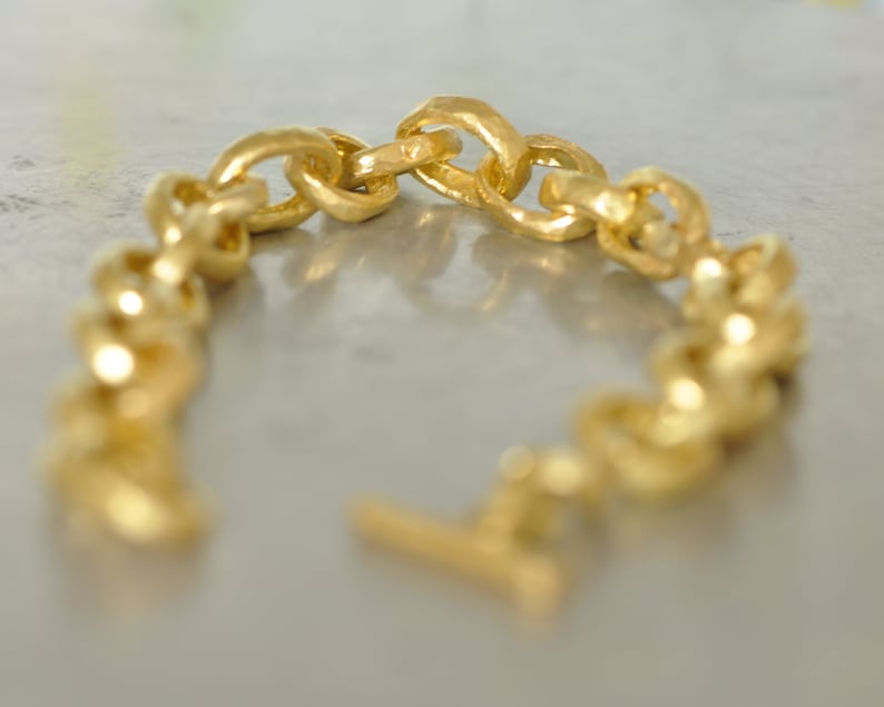 18k Solid Gold Bracelet Statement Bracelet Gold Bracelet Etsy