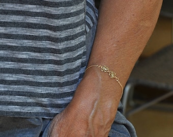 Solid Gold Bracelet, 14k Gold Chain Bracelet, Link Bracelet For a Daughter, Bracelet For A Woman, Solid Gold Link,  Fine Jewelry Gift