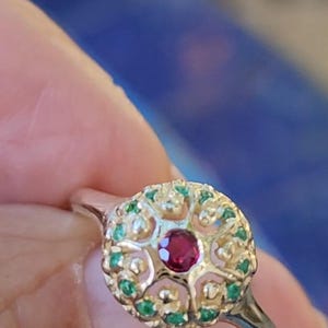 14k Gold Ring, Solid Gold Ring for Woman, Multi-Stone Ring, Ruby Gold Ring, Solid Gold Ring with Stone, Anniversary Gift Idea for Her image 11