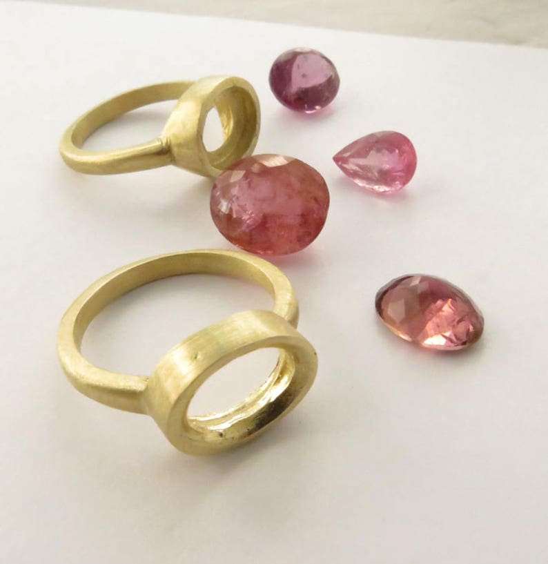 18k gold Statement Ring Green large Stone Gemstone Solid Etsy