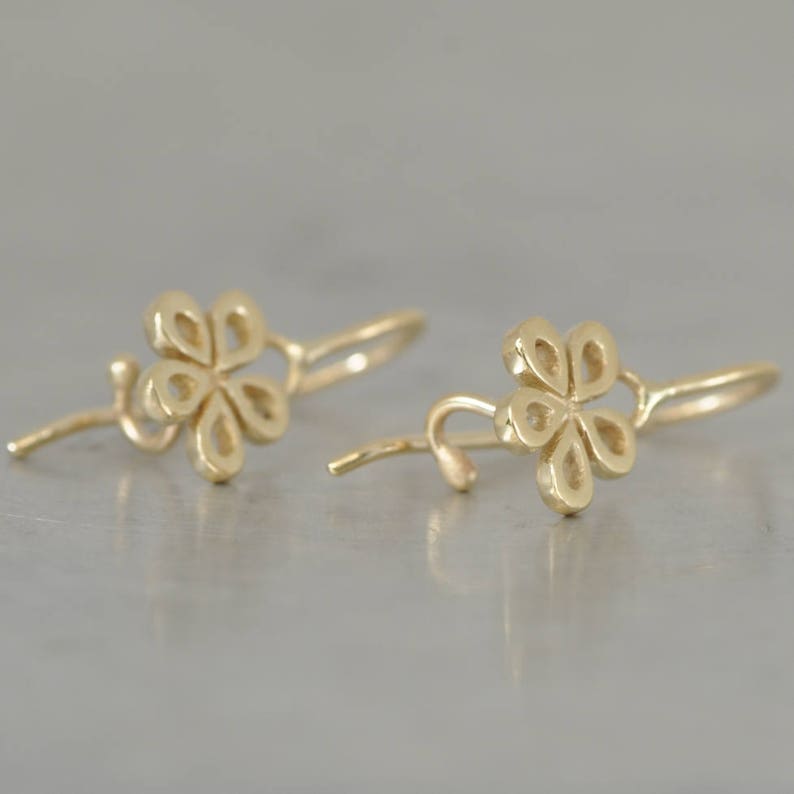 14k Gold Earrings Dangle Solid Gold Earrings Gold Earrings Etsy