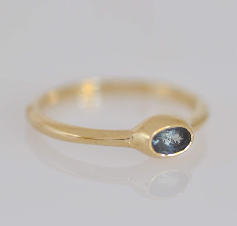 18k Gold Ring Aquamarine Gold Ring Stacking Gold Ring - Etsy Israel