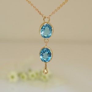 14k Gold Topaz Necklace, London Blue Topaz Pendant, December Birthstone Necklace, Graduation Gold Gift Idea, Gold And Topaz Pendant