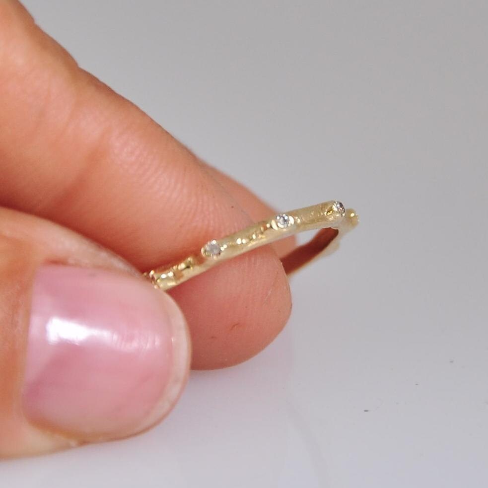 Thin Diamond Band Eternity Ring Thin Engagement Ring Etsy