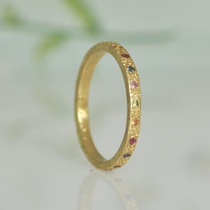 Sapphire Wedding Band, 18k Gold Ring,Promise Gold Ring, Delicate Alternative Engagement Ring, Eternity Wedding Band,Wedding Band,Women Rings