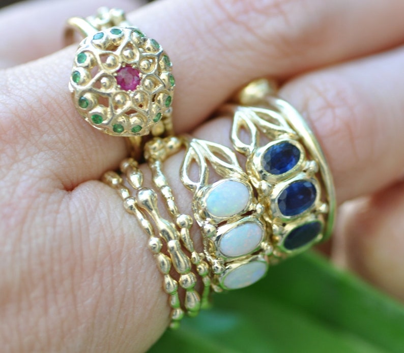 Solid Gold  Ring , Ruby Gold Ring