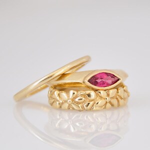 Pink Wedding Ring, Pink Tourmaline Ring , Fine Jewelry Ring , Pink Tourmaline Gold Ring , Unique Wedding Ring Woman , 14k Gold Gemstone Ring image 4