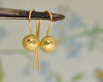 18k gouden oorbel, gouden baloorbel, gouden bruiloftoorbel, gouden bengeloorbellen, bal druppeloorbel, massief gouden oorbellen, gouden boloorbel