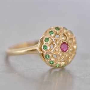 Solid Gold  Ring , Ruby Gold Ring