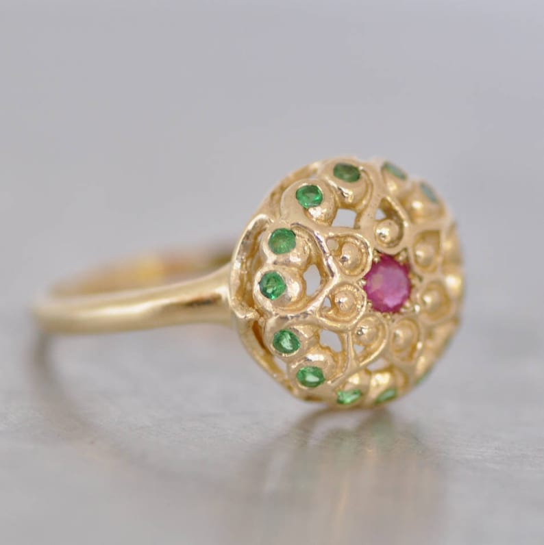 Solid Gold  Ring , Ruby Gold Ring