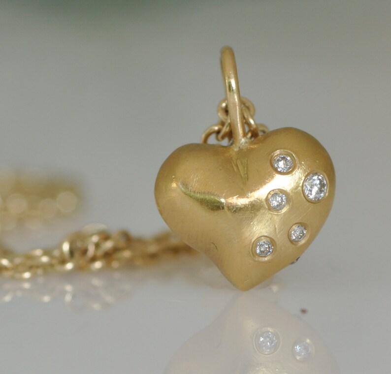 18k Gold Heart Pendant 18k Solid Gold and Diamonds Diamonds | Etsy