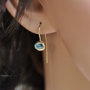 14k Gold Topaz Earrings , Topaz Gold Dangle Earrings , 14k Gold Earrings , Solid Gold Earrings , 14k Gold Gemstone Earrings