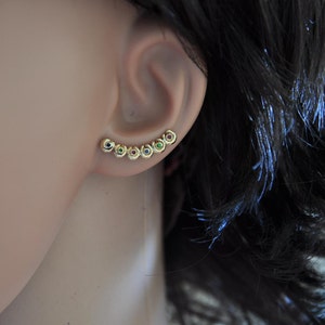 Gold Ear Cuff, Stud Gold Ear Pin, 14k Solid Gold Earrings, Sapphire Earring, Ear Pin Earring, Post Gold Earring, Single Ear Cuff