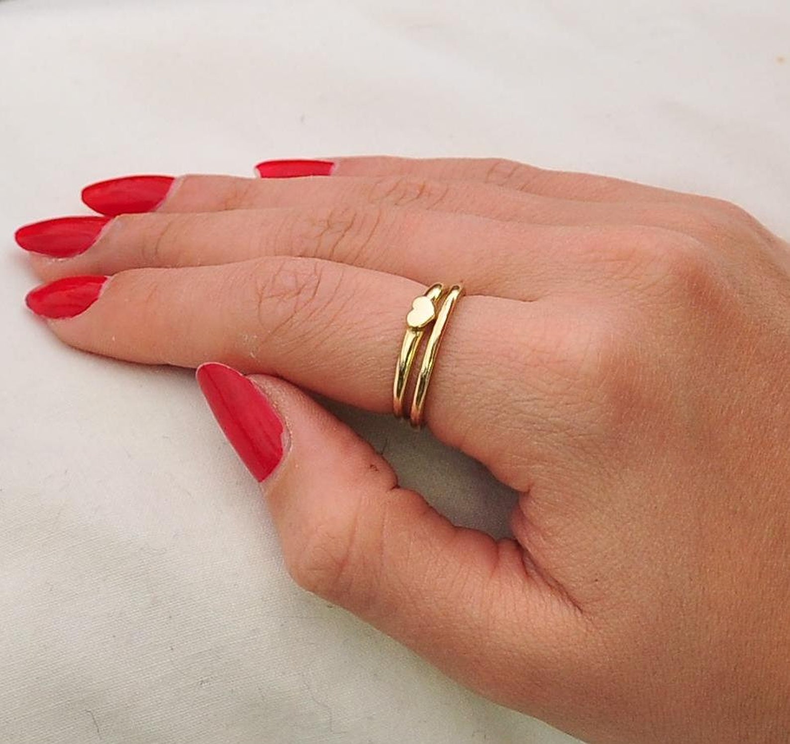 Diamond Gold Set of Rings 14k Gold Set of Rings Diamond Gold Etsy