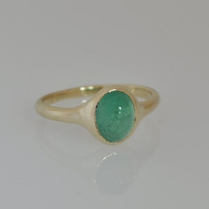 14k Gold Ring and Emerald, Green Emerald Ring, Oval Green Emerald, Gold ...