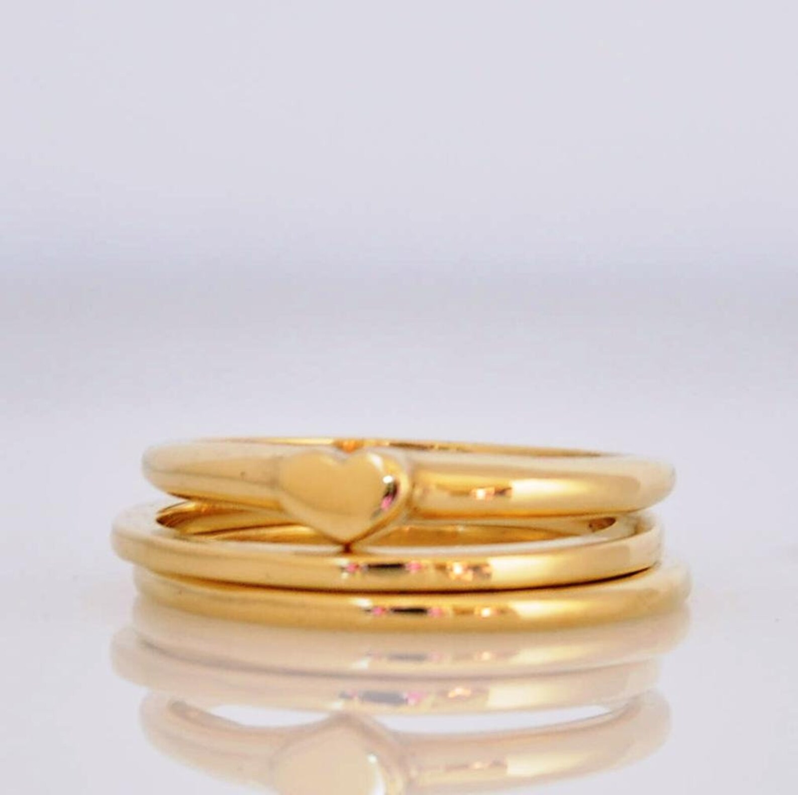 Diamond Gold Set of Rings 14k Gold Set of Rings Diamond Gold Etsy