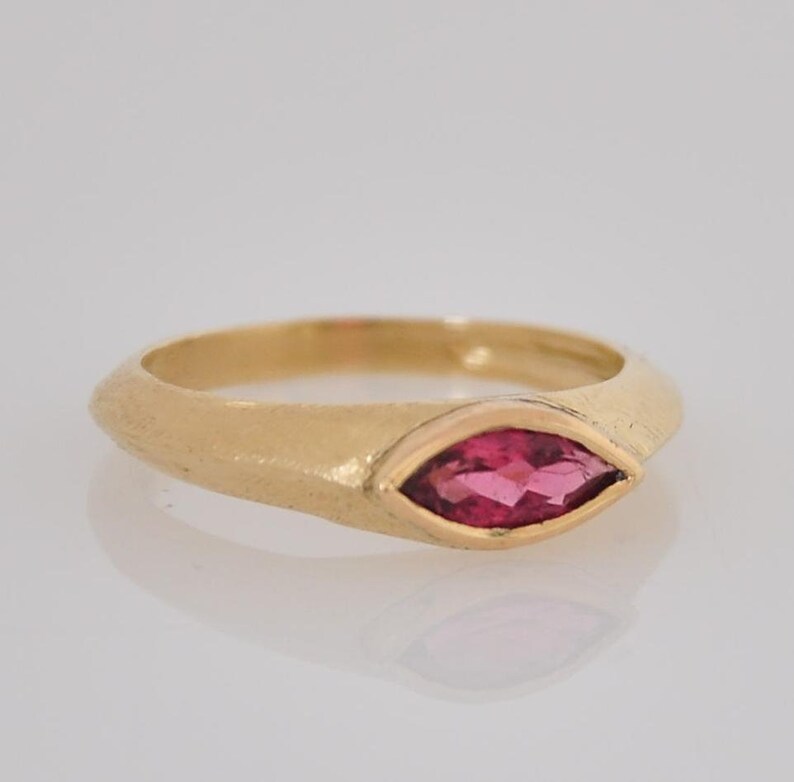 Pink Wedding Ring, Pink Tourmaline Ring , Fine Jewelry Ring , Pink Tourmaline Gold Ring , Unique Wedding Ring Woman , 14k Gold Gemstone Ring image 7