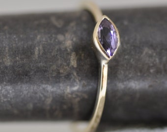 Amethyst Gold Ring, 14k Solid Gold Ring , Unique Engagement Ring, Stacking Ring, Dainty Thin Ring, February Birthstone Ring, Tiny Ring