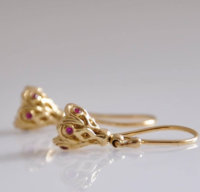Gold Chandelier Earring 14k Gold Tiny Earring Gold Ruby Etsy