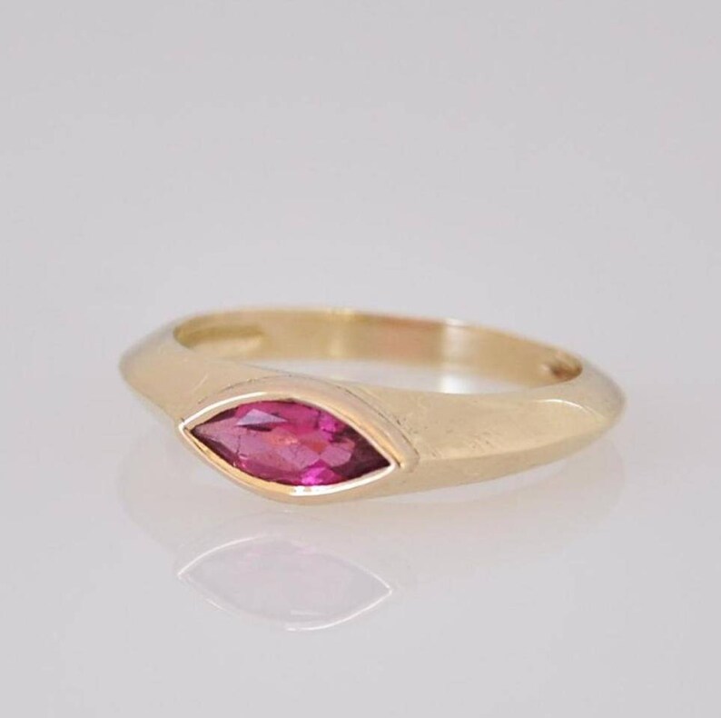 Pink Wedding Ring, Pink Tourmaline Ring , Fine Jewelry Ring , Pink Tourmaline Gold Ring , Unique Wedding Ring Woman , 14k Gold Gemstone Ring image 1