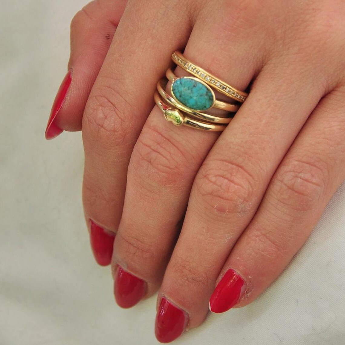 Diamond Gold Set of Rings 14k Gold Set of Rings Diamond Gold Etsy