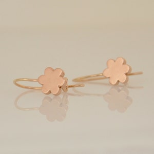 Rose Gold Earring, 14k Solid Gold Earring, Mom Christmas Gift, Flower Earrings,Dangle yellow Gold Earring Drop Earring, Hanging,Fine Jewelry