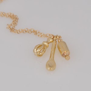 Minimalist Gold Jewelry , Gold Necklace , 14K Gold Pendant , Solid Gold Pendant , Gold Baker Necklace , Miniature Baker Pendants image 4