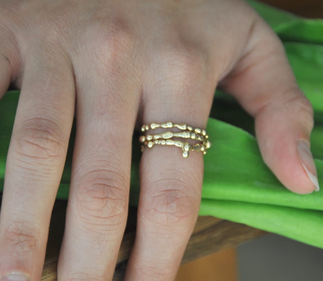 Thin Unique Gold Rings 14K Gold Set of Rings Three Gold Etsy