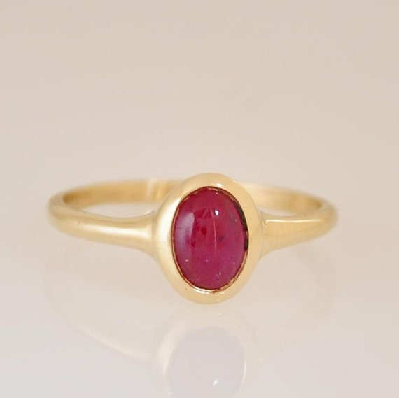 14K Yellow Gold Diamond Pear Cut Ruby Stone Ring| 3.60 Grams| Size 6.25