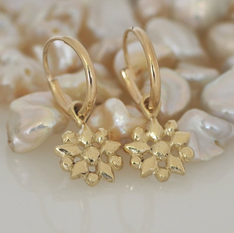 Solid Gold Earrings 14k Gold Earrings Gold Flower Etsy