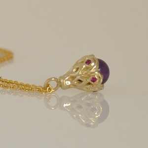 Small Ruby Pendant, Gold Dainty Necklace, 14k Gold Small Necklace, Tiny ...