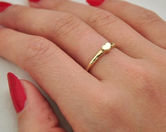 Solid Gold Ring for Woman, 14k Solid Gold Ring, 14k Gold Stacking Ring, Gold Gift For a Daughter, Thin Solid Gold Ring
