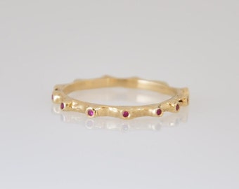 Gold Stacking Ring, Eternity Gold Ring, Ruby Ring, 14k Stacking Ring, Stacking Ruby Ring, Gold Thin Ring for Women, Ruby Band, 14k Gold Ring