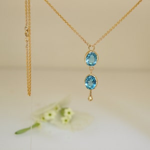Topaz Necklace , Blue Topaz Pendant , London Topaz Pendant , December Birthstone Necklace , December Birthstone, Gold And Topaz Pendant