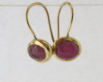 Tourmaline Earrings, Gold Tourmaline Earrings, 14k Gold Earrings, Pink Tourmaline Earrings, Gold Earrings for Women, Solid Gold Earrings