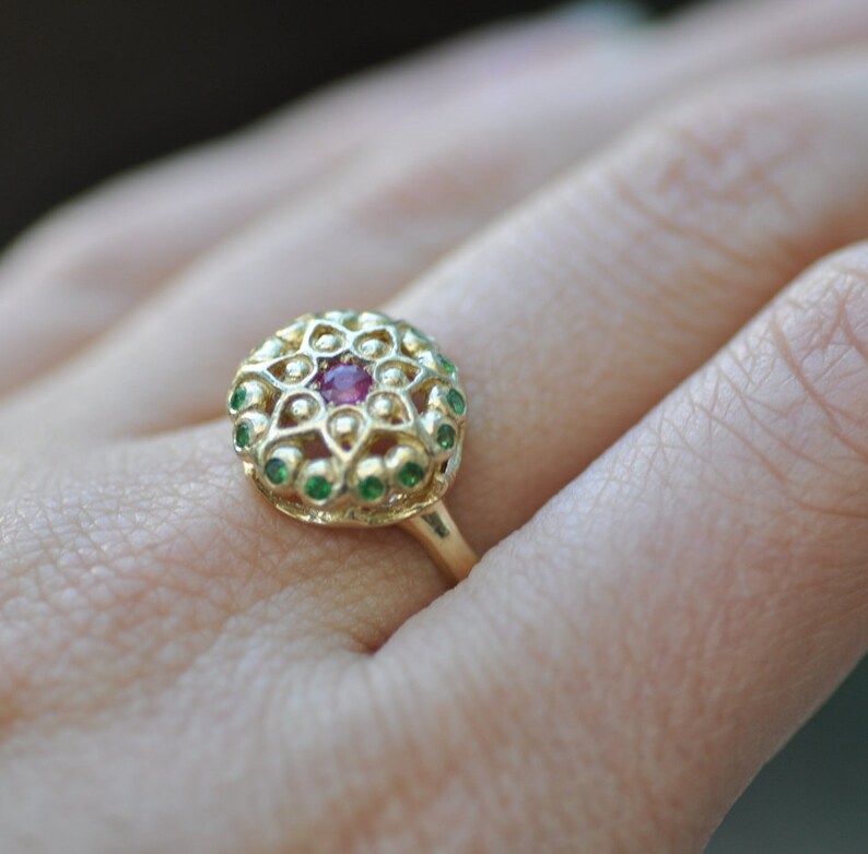 Solid Gold  Ring , Ruby Gold Ring