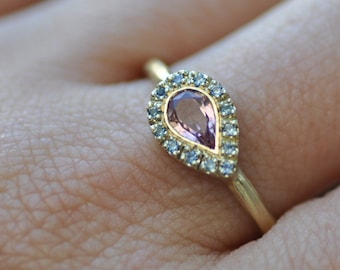 14K Gold Sapphire Ring,Light Blue Sapphire,Antique Style Ring,Unique Engagement Ring,Wedding Gemstone Ring,Morganite Gold Ring