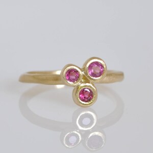Pink Tourmaline Ring, Gold Tourmaline Ring, Ring for Woman, Three Natural Tourmaline, Every Day Ring, 18k Solid Gold, Tourmaline Trio Ting