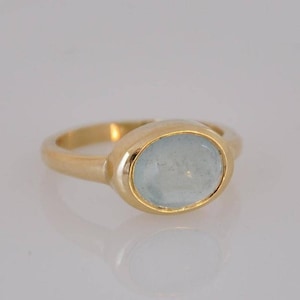 Aquamarine Solid Gold Ring, 14k Gold Ring For Woman, Light Blue  Oval Aquamarine Ring, Gold Statement Ring, Solid Gold , Fine Jewelry Ring