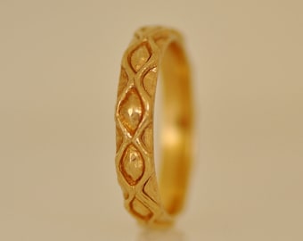 Wedding Band, 18k Gold Band, Handmade Ring for Woman, Wedding Gold Ring, Wedding Band for Woman, Engraved Band for Her, Wedding Ring for Her