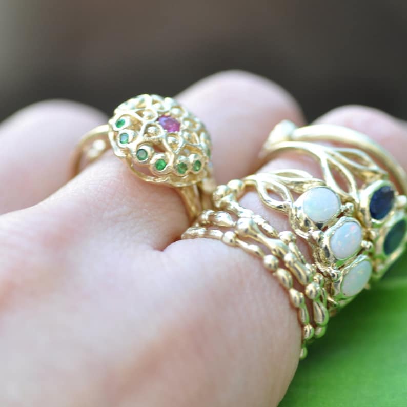 Solid Gold  Ring , Ruby Gold Ring