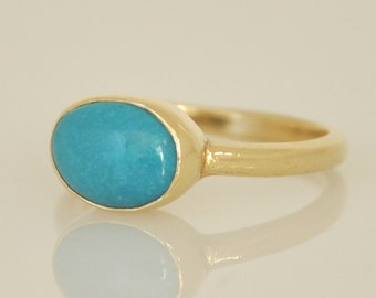 Turquoise Ring , 14 k gold Ring , Solid Gold Ring , Fine Jewelry Ring , Stacking Ring , Gold Ring Gift Woman , Unique Handmade Gold Ring