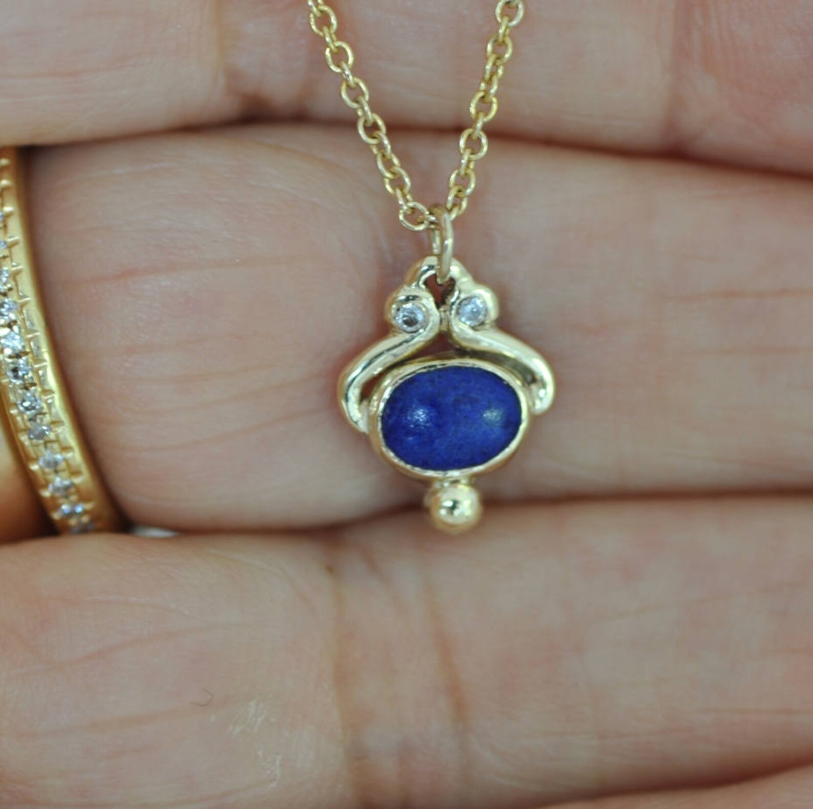 Solid Gold Necklace Turquoise Pendant Dainty Necklace Etsy