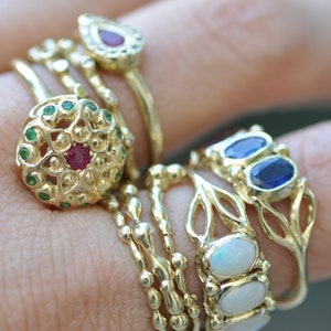 Solid Gold  Ring , Ruby Gold Ring