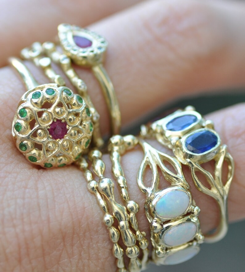 Solid Gold  Ring , Ruby Gold Ring