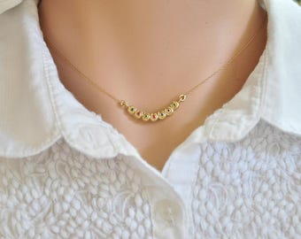 Small Gold Pendant , Dainty 14k gold Necklace , Delicate 14k Solid Gold Pendant ,  Tiny Gold and Gemstone Necklace , 14k Gold Necklace