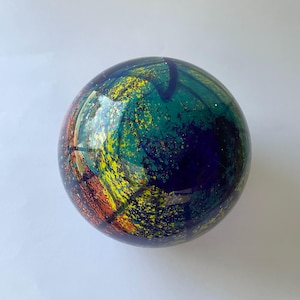 Vintage Art Glass Paperweight Multi Color Patterns