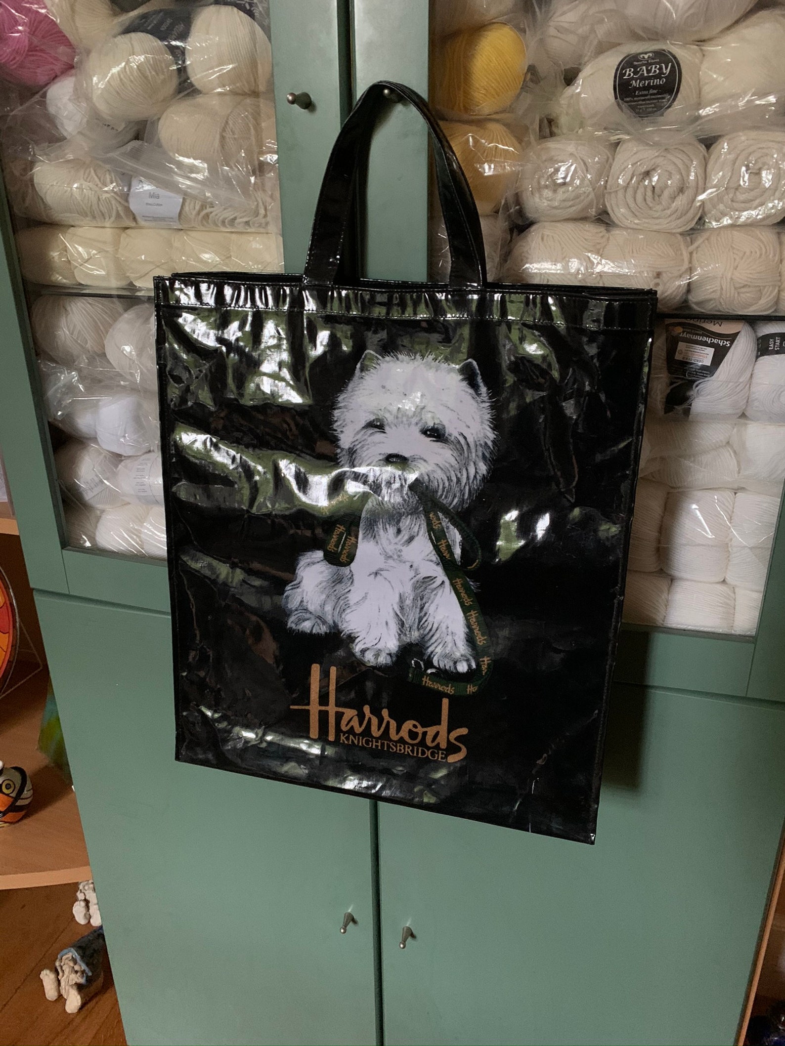 Black Harrods Shopper with Scottie Dog on the Front and Back Etsy
