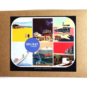 postkarten set, grußkarten, collagen, illustrationen, architektur, landschaft, natur, kraftpapierbox "HOLIDAY" 10 Karten-Box
