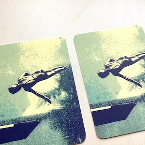 postkarte, collage, sommer, urlaub, baden, schwimmen, pool, "springerin"